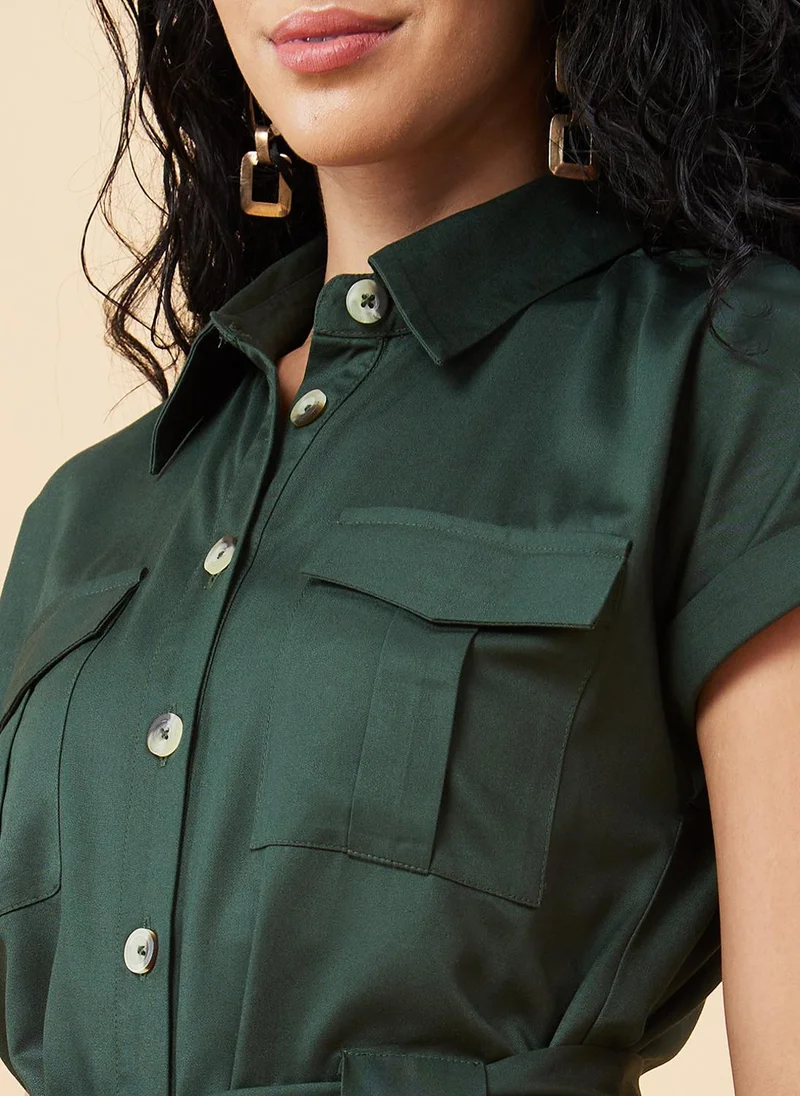 globus Olive Globus Women Waist Tie Up Long Jumpsuit for Women | Best Price UAE